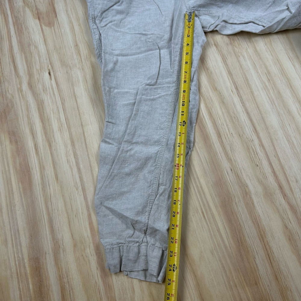 LL Bean Premium Linen Pull On Ankle Pants Mid Rise Size 10 Reg Beige Tan Outdoor - Picture 6 of 10
